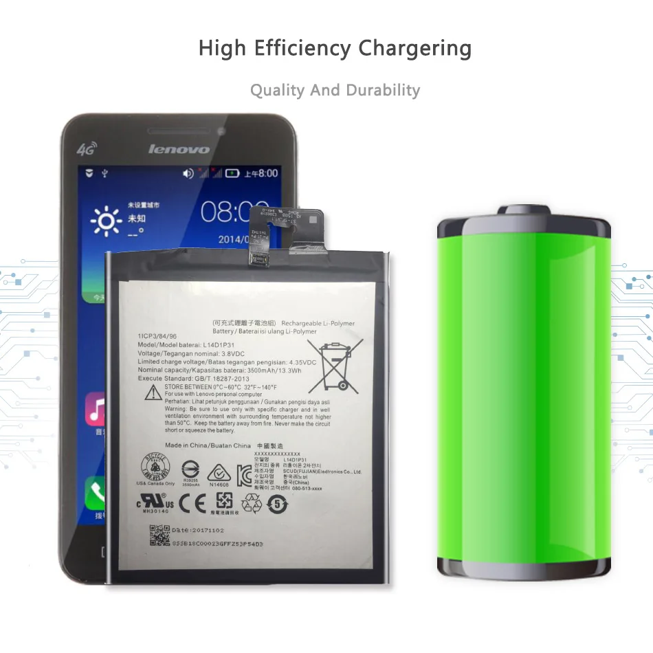 

3500mAh L14D1P31 For Lenovo PB1-770N PB1-770M PHAB Plus Battery