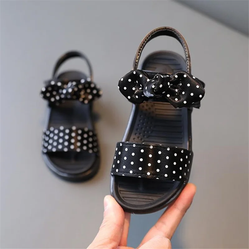 

JY Summer Girl Beach Children Princess Dot Bowknot Toddler PU Non-Slip Sandal Casual Shoes 21-30 3Colors P06