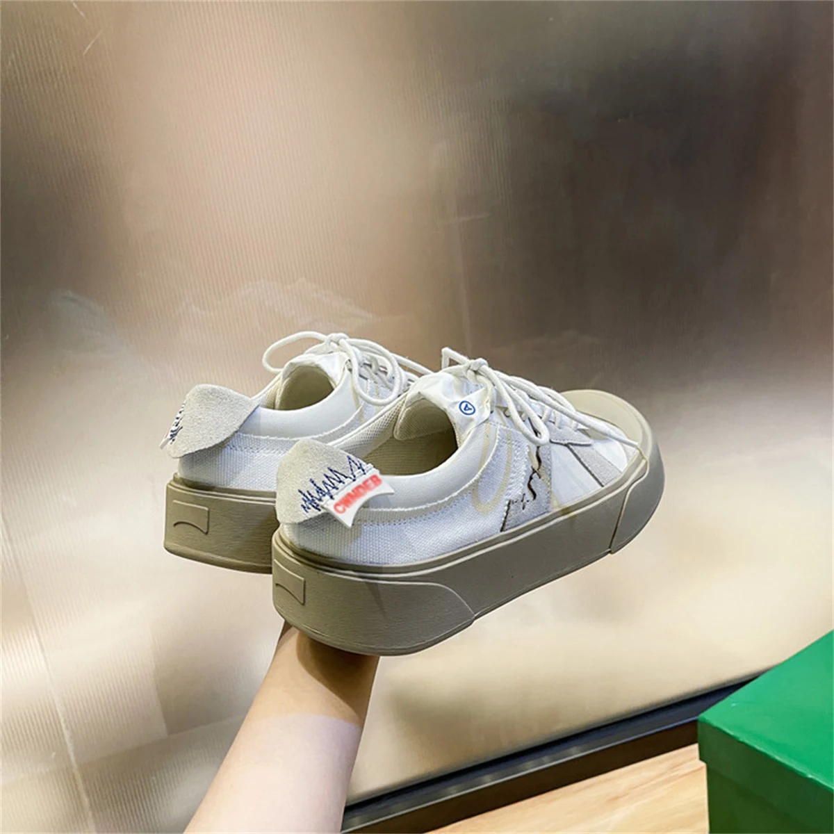 New spring autumn fashion canvas women's shoes lace-up thick-soled sports casual sneakers women