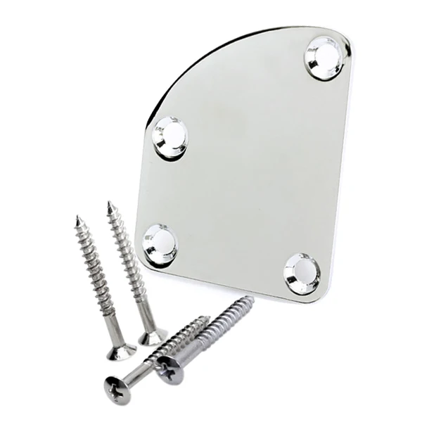 

Asymmetric Electric Guitar NECK BACK PLATE Joint Plate & Mounting Screws Chrome