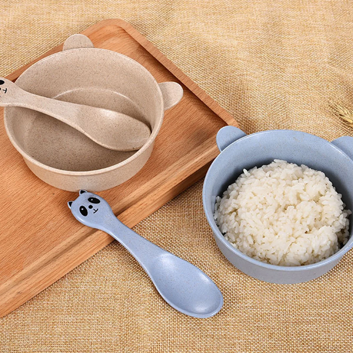 Пшеничная солома посуда: чашка ложка с мультипликационным принтом панда