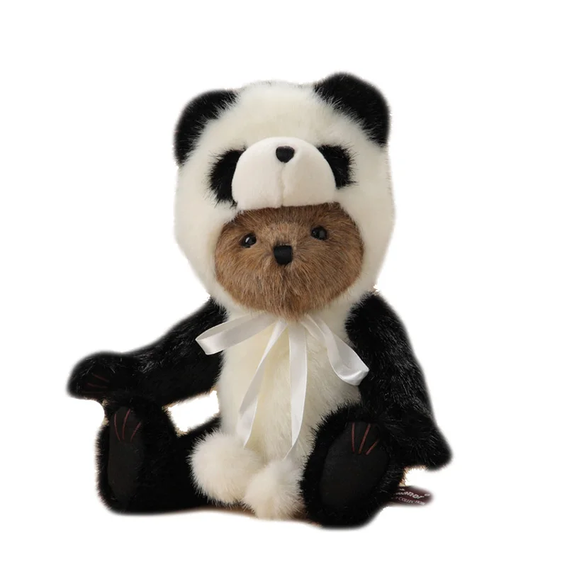 Panda Милый ретро панда плюшевый мишка плюшевые мягкие игрушки, плюшевый шарнир кролик становится плюшевый мишка кукла детские игрушки подарок на день рождения Рождество - Цвет: Panda
