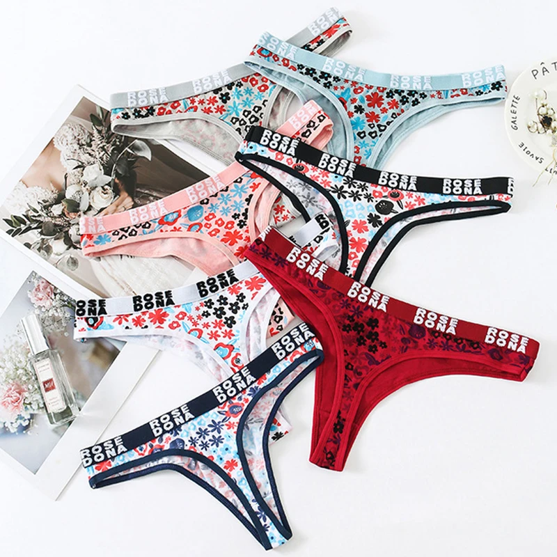 

Sexy Letter Print Panties Thong Low Waist Women's Underwear Soft Seamless Thongs Lingerie Summer Bikini Female G-string S-XXL