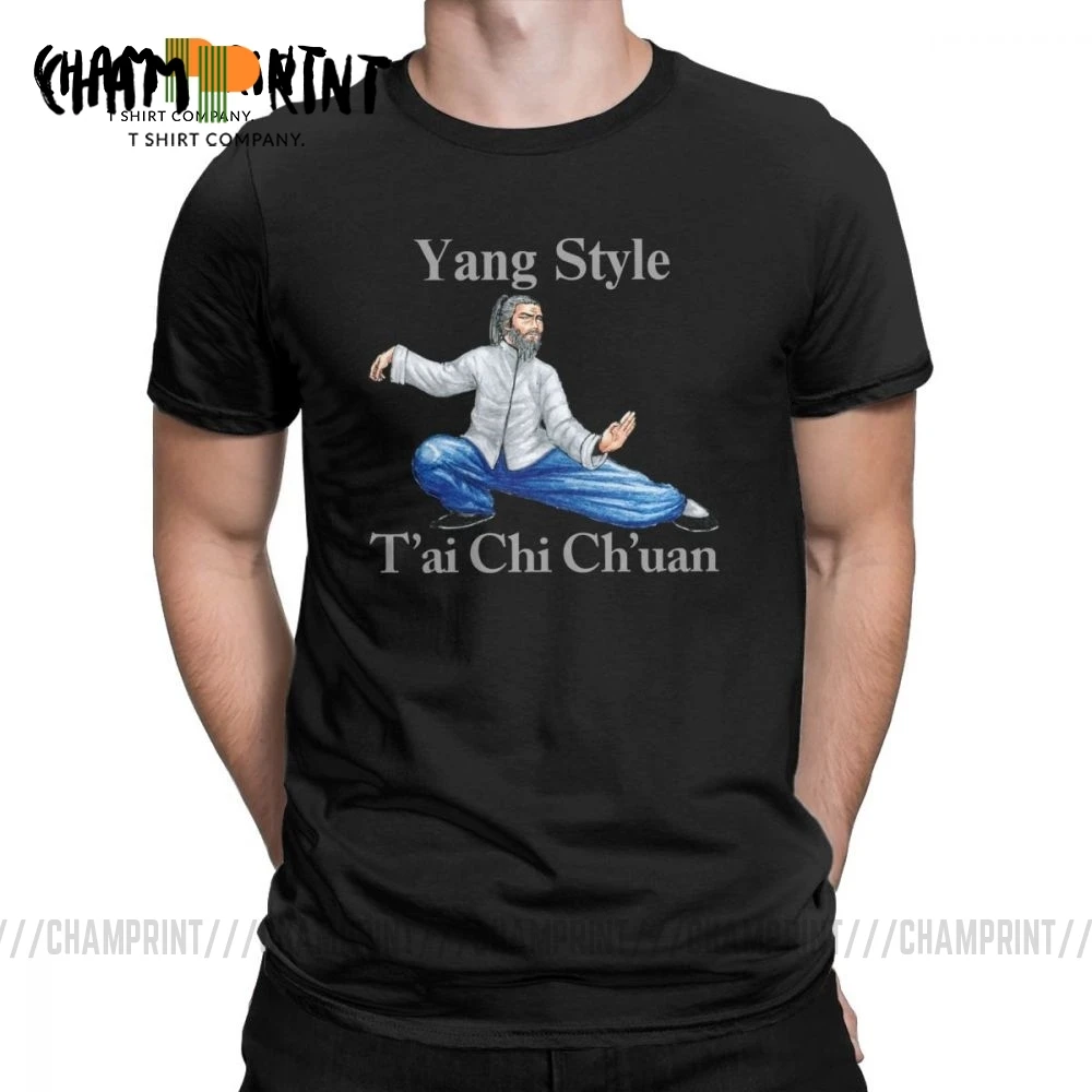 Забавная футболка Yang Style Tai Chi Chuan Мужская из чистого хлопка с круглым вырезом