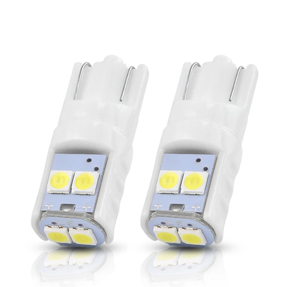 

2Pcs Ceramic W5W T10 LED 3030 SMD Car 194 168 Wedge Reverse Instrument Panel Reading Trunk Lamp White 6000K Bulbs Auto 12V