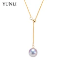YUNLI Подвеска из натурального пресноводного жемчуга ожерелье из настоящего 18-каратного золота, цепочка Pure AU750, регулируемая цепочка для женщин, Изящные Ювелирные изделия