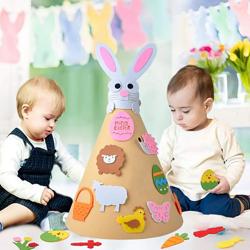 

Kids 3D Easter Bunny Decoration DIY Felt Bunny Set With Accessories Easter Gift For Children Home Door Wall Decoration