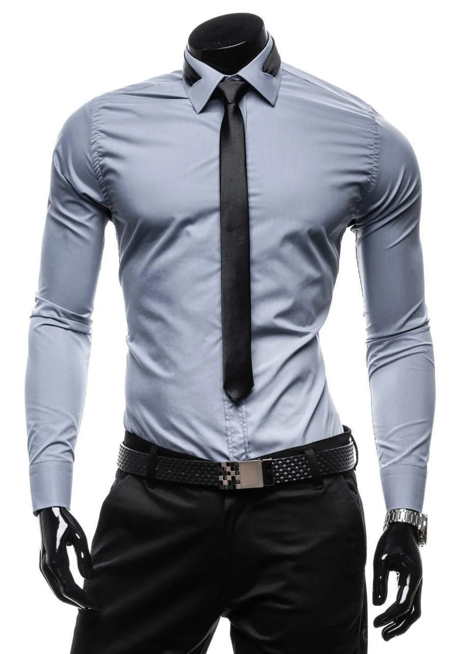 Мужская деловая рубашка с длинным рукавом ZOGAA приталенная Повседневная