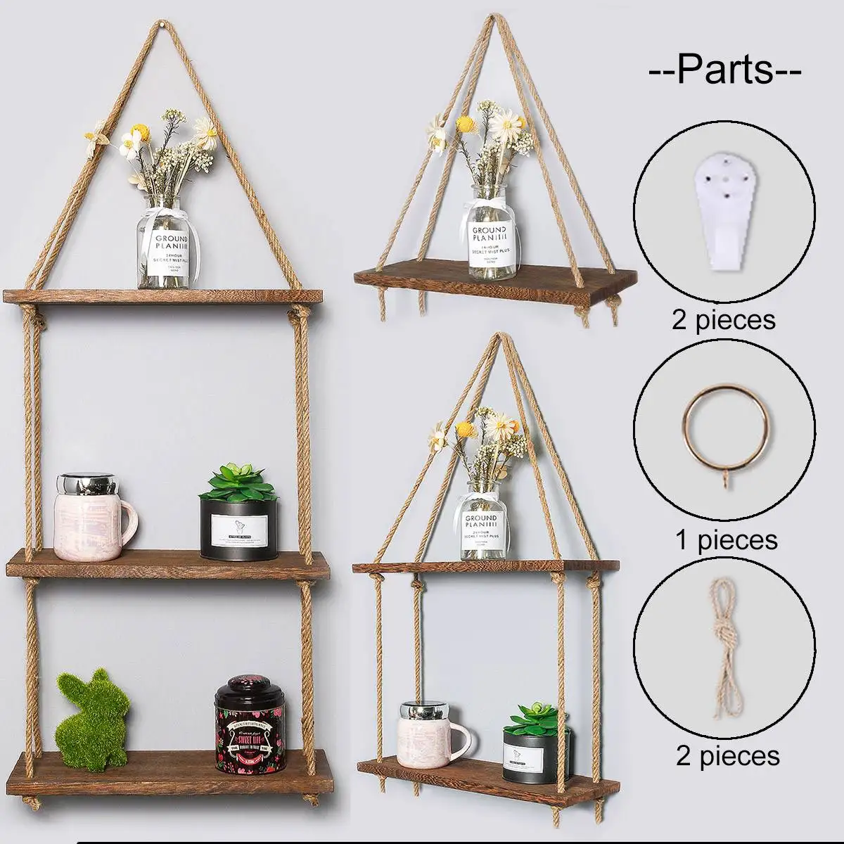 Деревянная настенная полка для цветочных горшков хранения декоративная