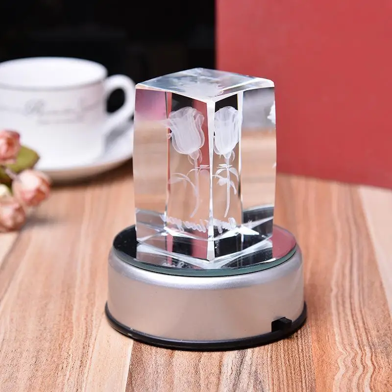 

4 LED Luminous Base Light Colorful Round Stand Base for Cocktail Crystal Glass Transparent Lamp Holder