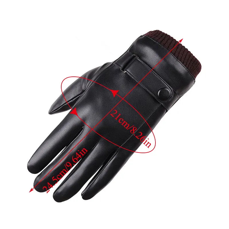 

Driving Gloves Outdoor Warm Mittens Anti-slip Waterproof Touch Screen Full Finger Men Faux Leather Gloves Thick Velvet