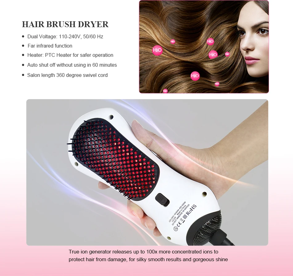 Электрический автоматический фен для волос Расческа с функцией аниона