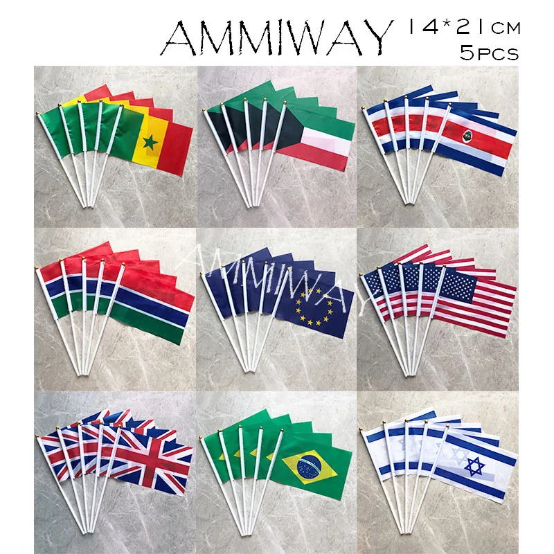 AMMIWAY 14x21 см 5 шт. Сенегал Кувейт Коста Рика Гамбия Европейский Флаг на руку союз