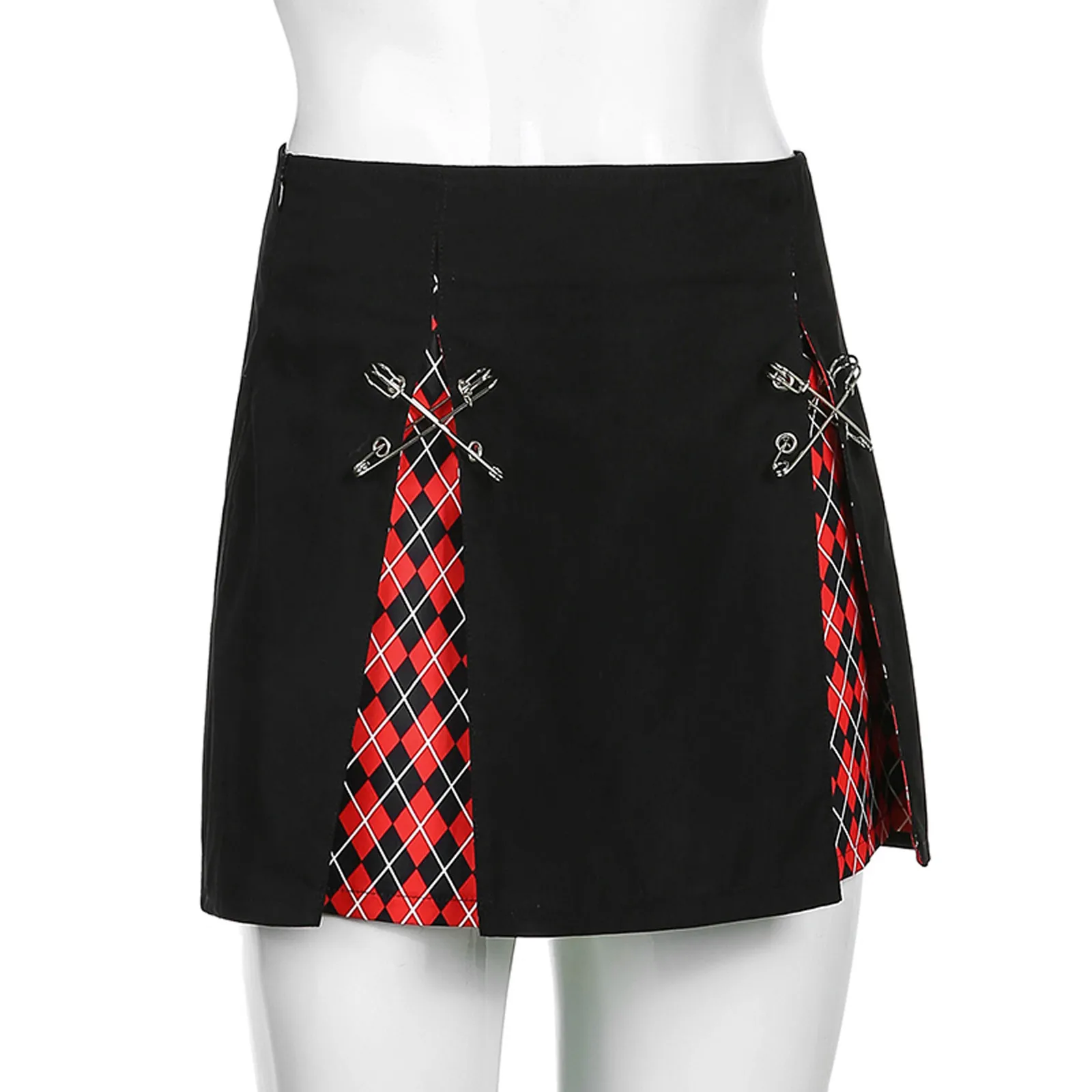 

Women Fashion Vintage Argyle Plaid Skirt Skinny High Waist Mini Skirts ropa mujer 2021