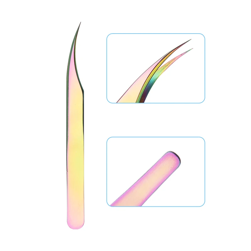 Модные хамелеоны прямые изогнутые ресницы Пинцет из нержавеющей стали Радуга