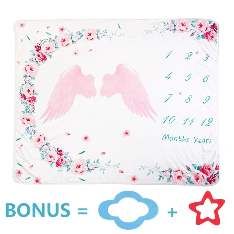 

2021 Baby Monthly Milestone Blanket Newborn Photography Props Flannel Shower Towel A2UB