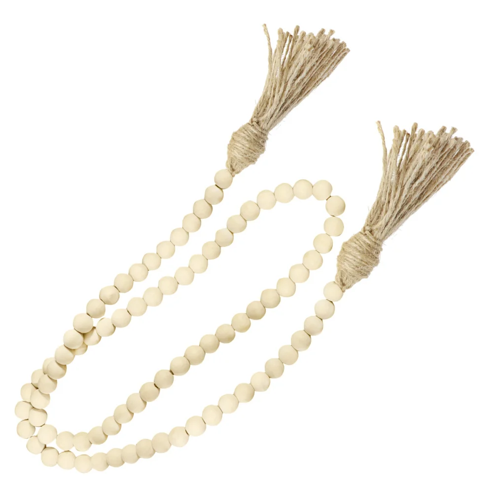 

LIOOBO Wood Bead Garland with Tassels Farmhouse Beads Rustic Country Decor