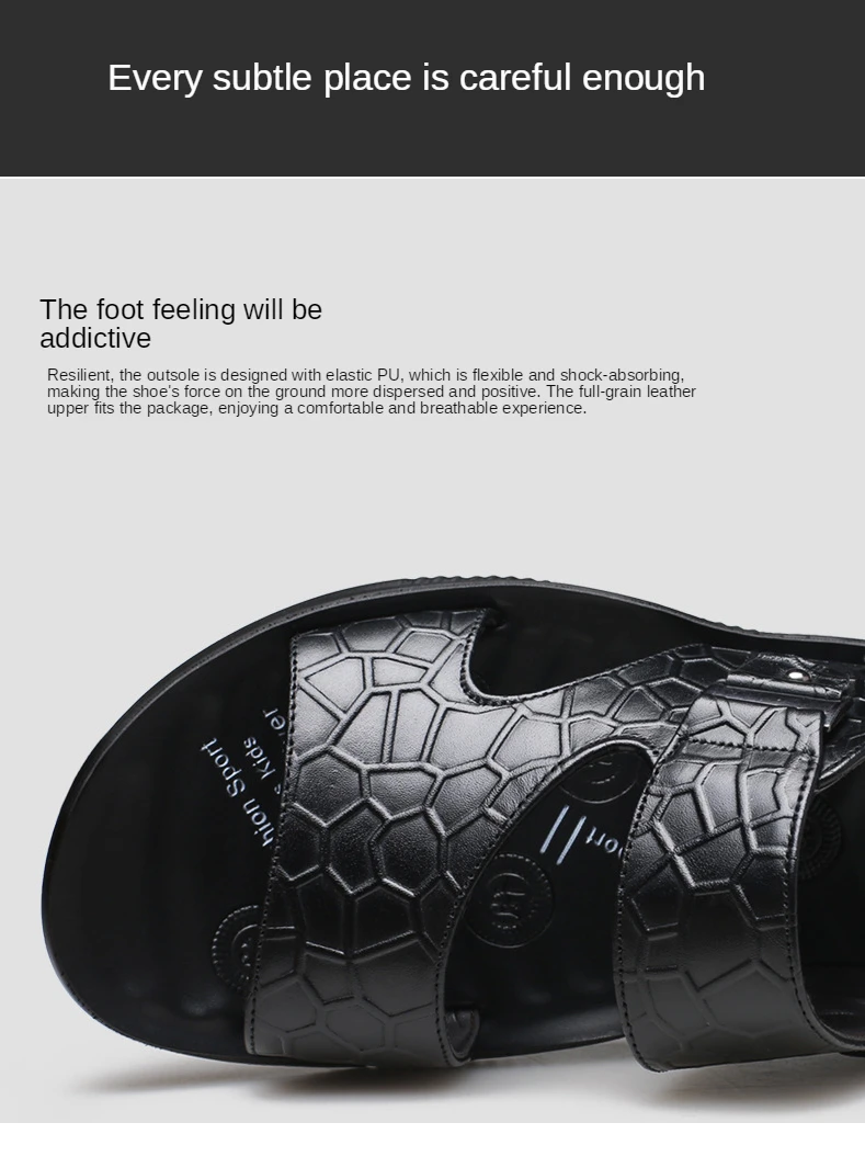 

2020 Summer New Men's Sandals Open Toe Genuine Leather Wear-Resisting Beach Shoes Fashion Trendy Sandals