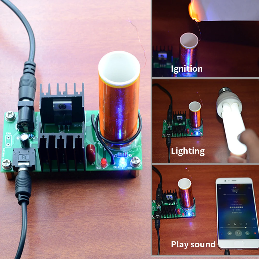 DIY Speaker Plasma Toy Model Transmission Science Wireless Assembled Music Coil Set Mini Electronic Finished Educational Play |