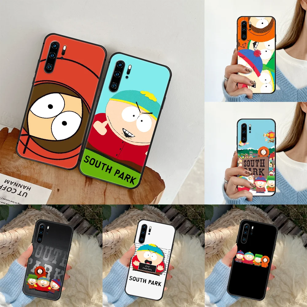 

South Cartoon Parks Phone Case For Huawei P Mate 10 20 30 40 Pro Lite Smart 2019 2021 black Bumper Painting Shell Fashion Coque