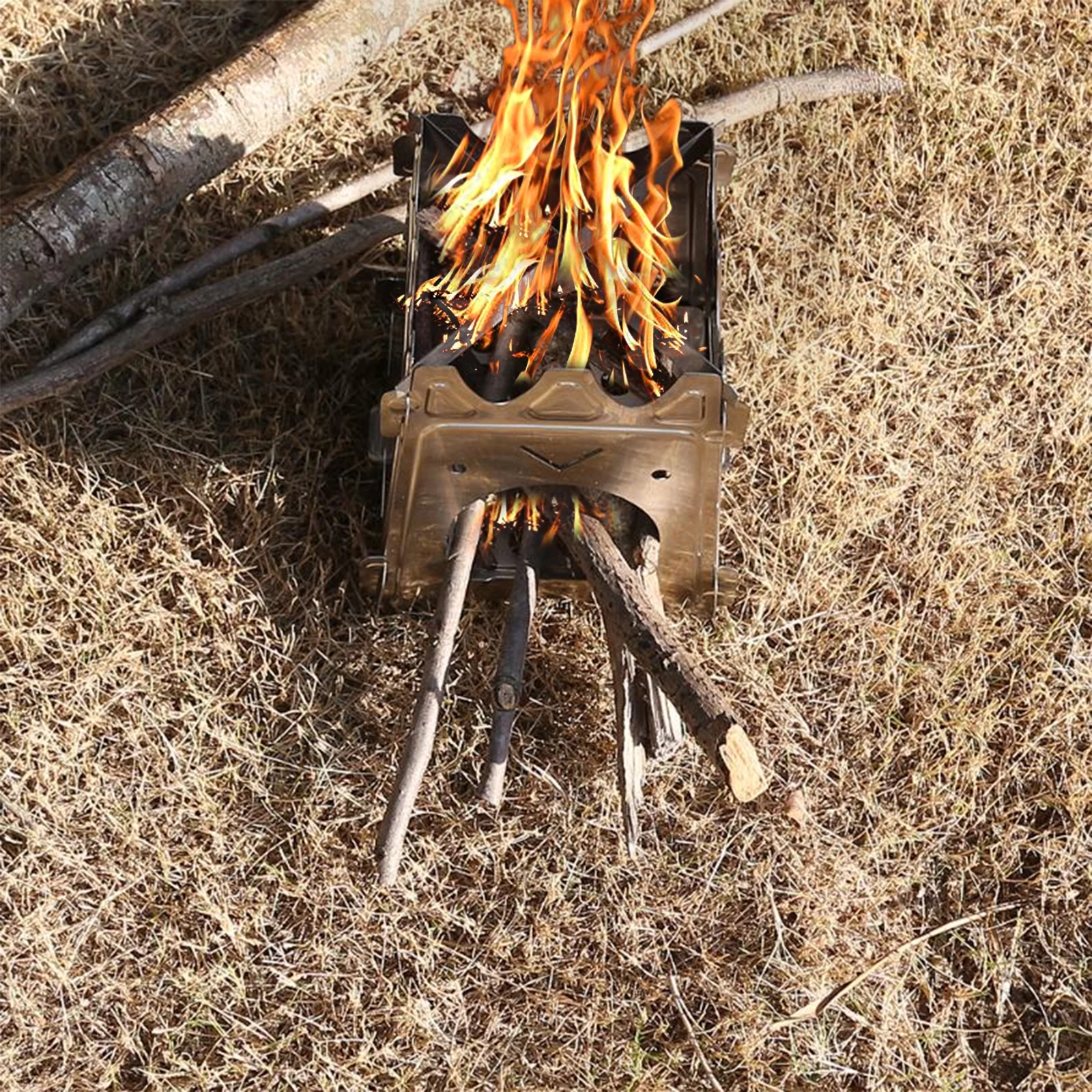 

Portable Stainless Steel Wood Stove Lightweight Folding Camping Stove for Outdoor Cooking Hiking Backpacking Fishing Picnic