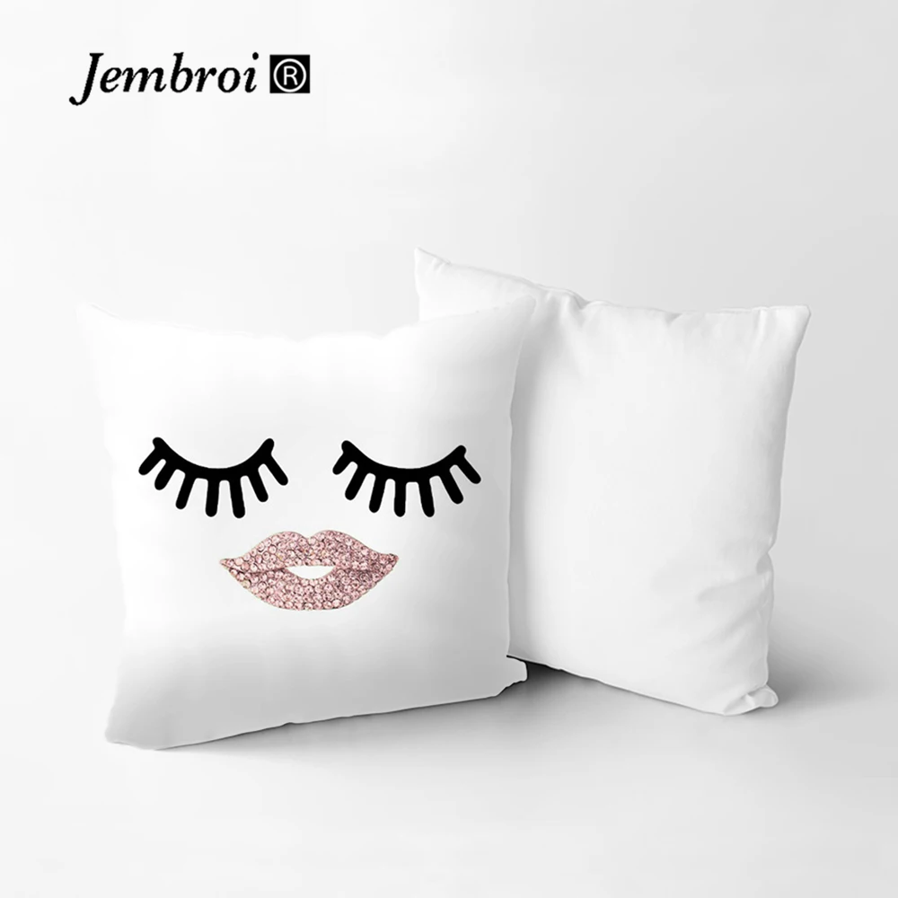 

Cartoon Lash Pillowcase Polyester Cushion Covers 45x45 for Sofa Car Gold Pink Grey Blue Letter Home Decor Nordic Design