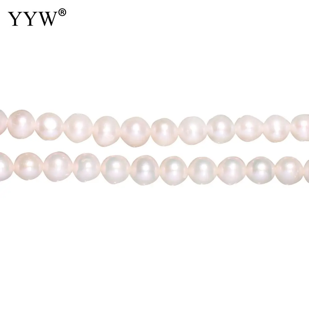 

7-8mm Pink Round Natural Pearl Beads Making Necklace Bracelet 15inch Cultured Round Freshwater Pearl Beads Fashion Accessories