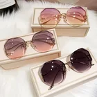 Женские солнцезащитные очки с градиентными линзами, коричневые солнцезащитные очки с металлическими изогнутыми дужками, UV400, 2021