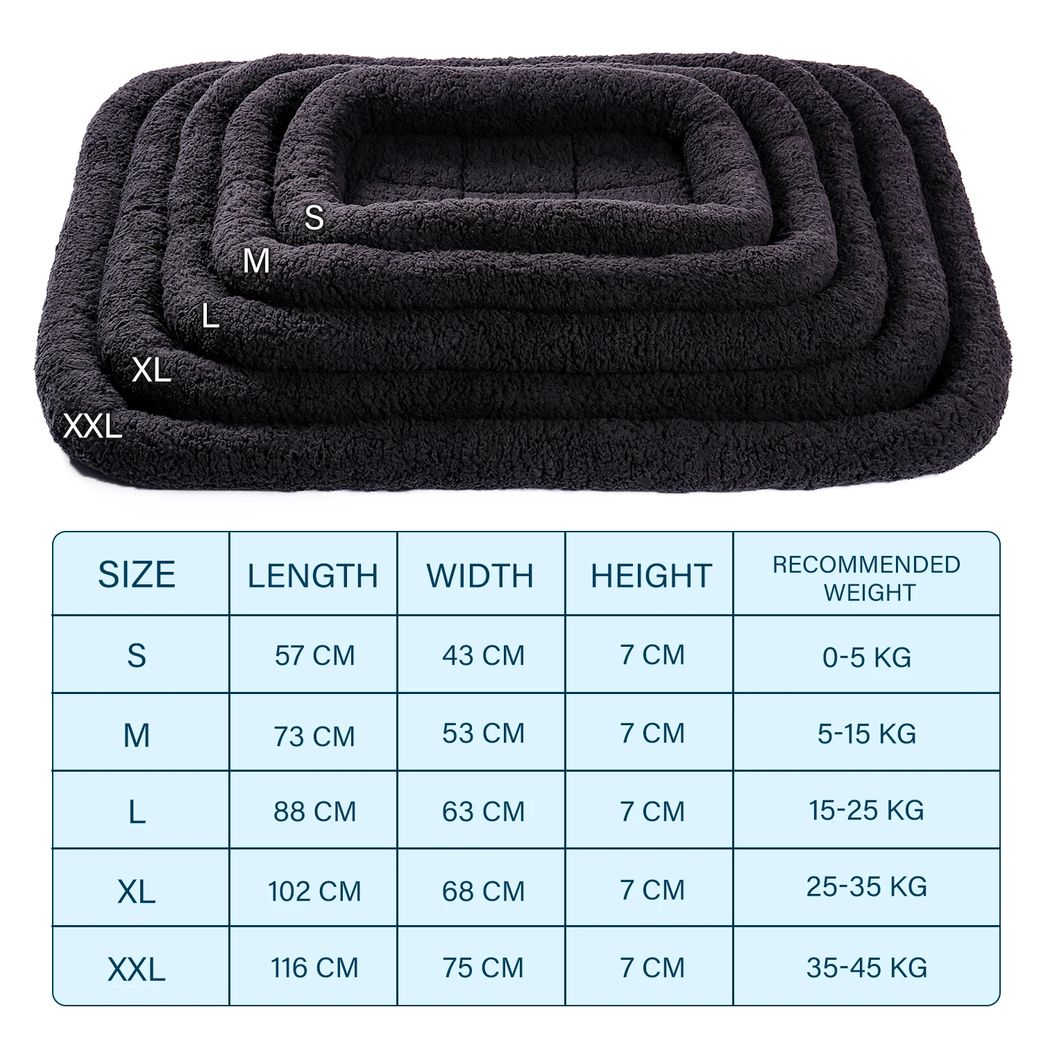 

5 Size For Large Dogs Bed Super Soft Sherpa Crate Cushion Dog and Pet Bed Pet Carrier Pet Bed in Fleece Machine Washable
