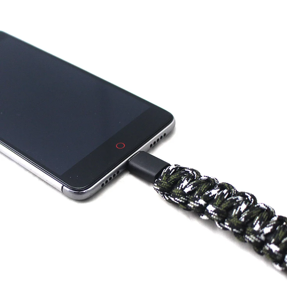 Многофункциональный плетеный браслет из Паракорда USB Type-C для активного отдыха