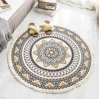 bohemia round shaped multi function geometric ground mat ins popular retro decoration bedside rugcotton dining table mat