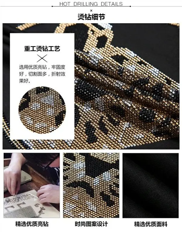 

Asian Size 5XL Design High Quality Leopard Short Sleeve Men's T-Shirt Sets Casual Tracksuit Luxury Hot Rhinestone