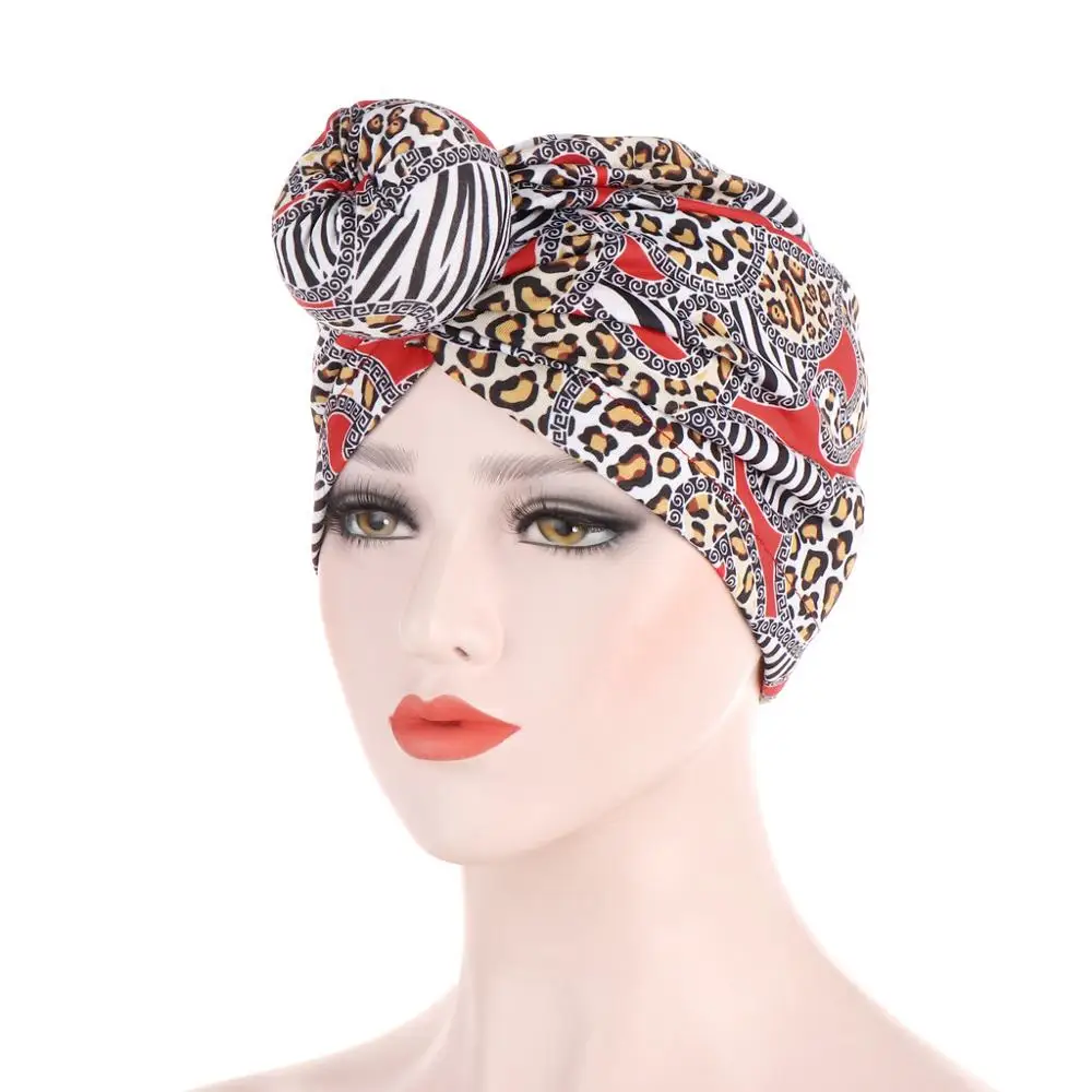 

2020 new leopard turban cap donut animal print muslim headdress Inner caps for hijab femme musulman hijab underscarf bonnet
