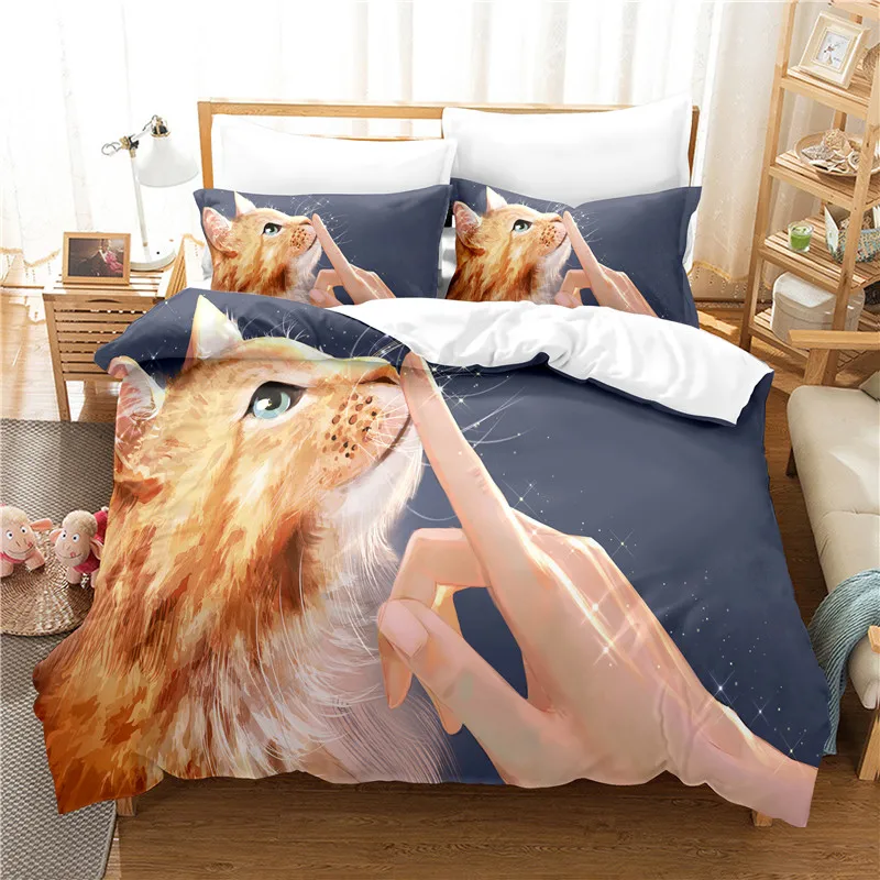 

Cute Cat Bedding Set Duvet Cover Set 3d Bedding Digital Printing Bed Linen Queen Size Bedding Set Fashion Design