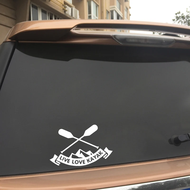 

High Quality Interesting Canoeing LIVE LOVE KAYAK Graphic Decor Car Sticker Vinyl High Quality Decals 16*9.6CM