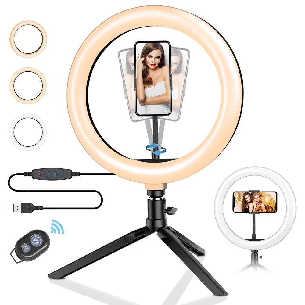 Фотовспышка USB Ring Light LED Selfie Ringlight с подставкой для треноги для макияжа, видео на YouTube, VK. Регулируемое освещение.