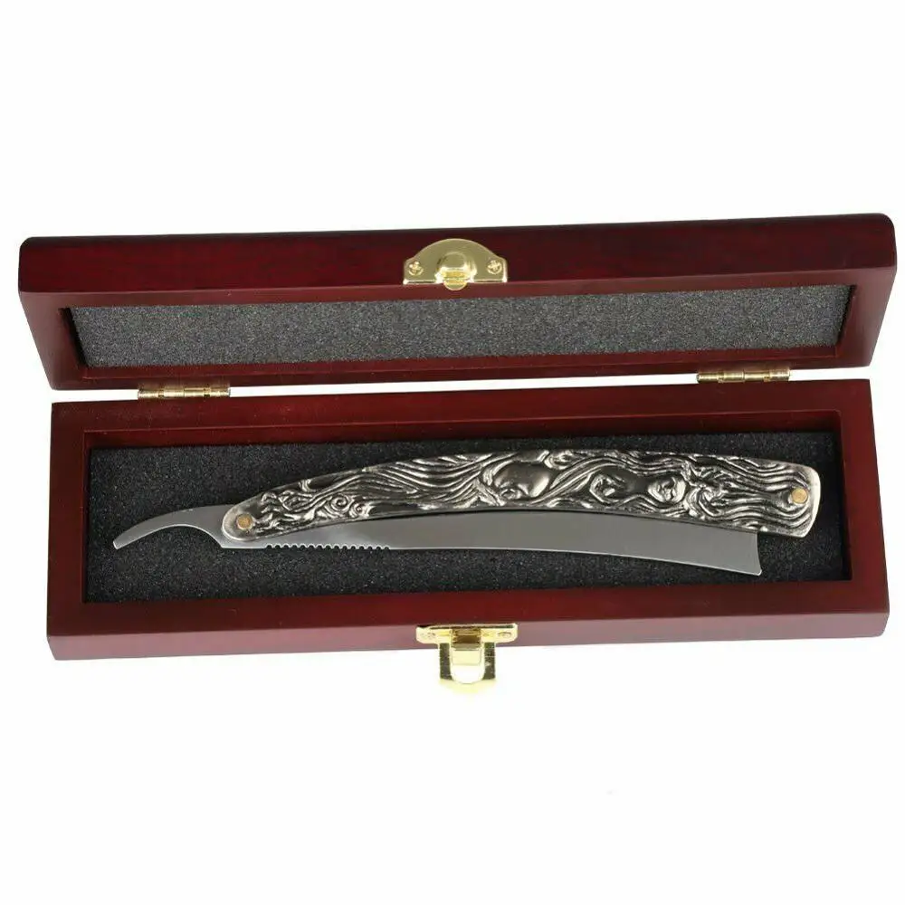 Razor with Wood Box Чехол в ретро стиле из высококачественной деревянной коробки для прямых ножей в форме бритвы - Цвет: Razor with Wood Box