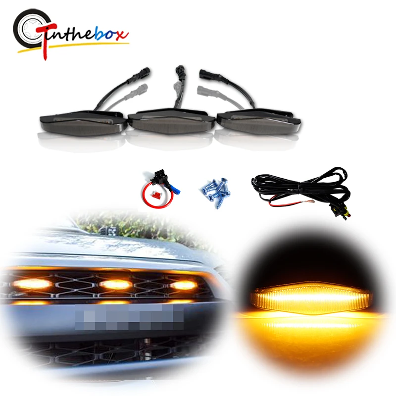 

Дымчатые линзы желтый/белый светодиодный светильник в сборе со жгутом проводов комплект для 2014-up Toyota 4runner Передняя решетка для бега светиль...