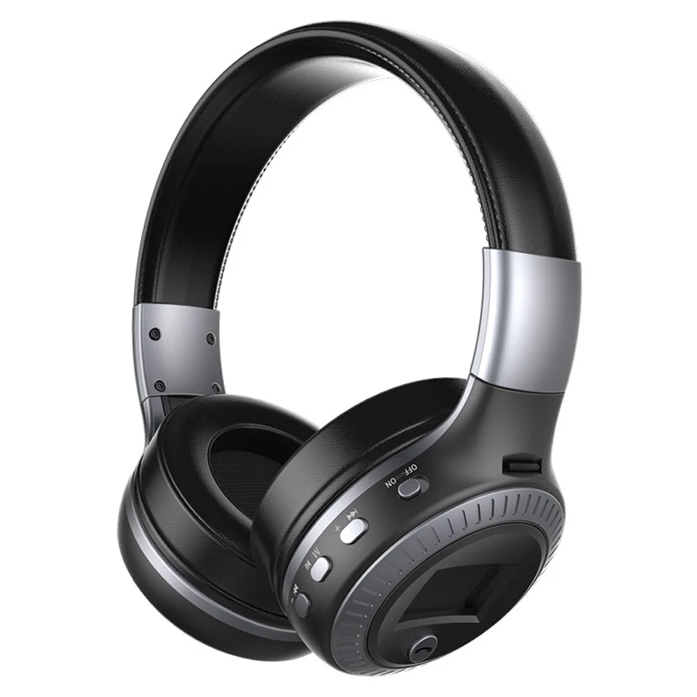 

Portable Multifunction Foldable Wireless Headset Over Ear Headphones with Microphone (Black Grey)