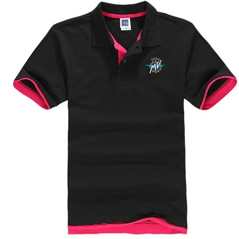 

Summer Cotton Man Polo Shirts Solid Color Short Sleeve Slim Breathable Famous Men's t shirts MV Agusta print Male Top POLO shirt