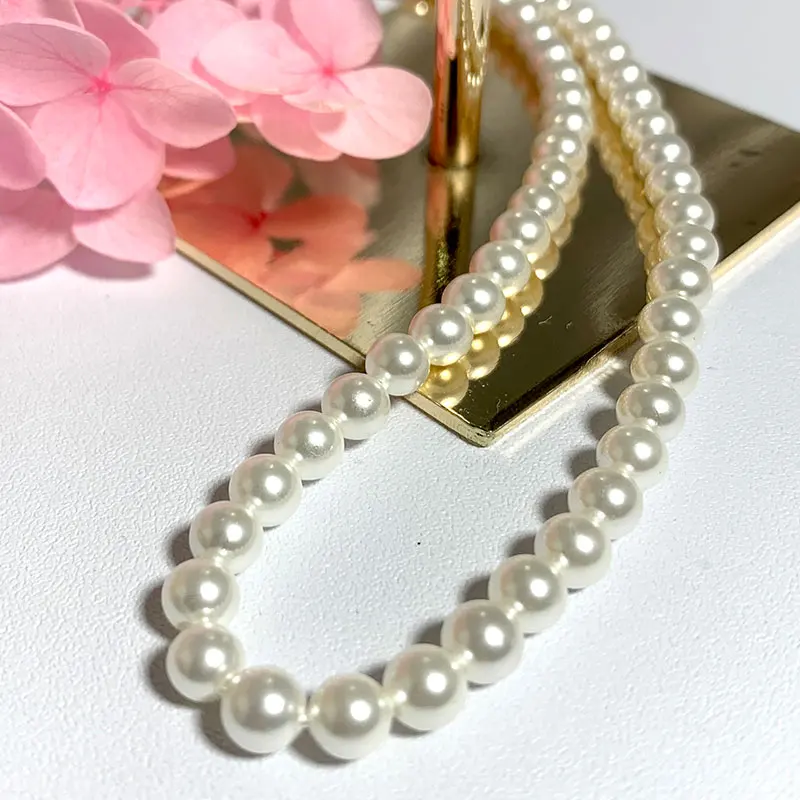 Цепочка женская из серебра 925 пробы с жемчугом 5 мм|Ожерелья| |