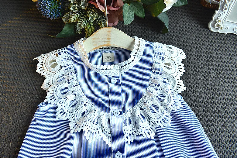 Детское летнее платье 2020 красивое в полоску кружевное вечервечерние принцессы