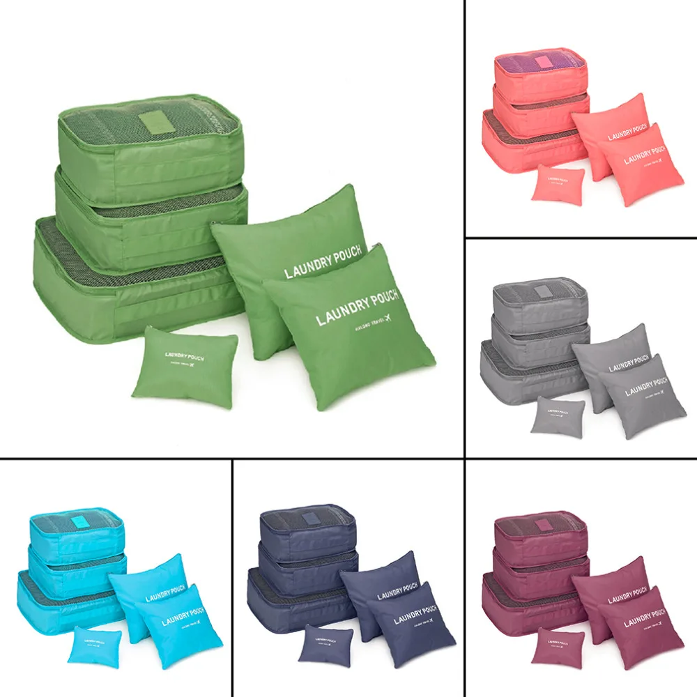 

Korean Style 6 Pcs/Set Travel Home Luggage Storage Bag Clothes Storage Organizer Portable Pouch Case 6 Colors