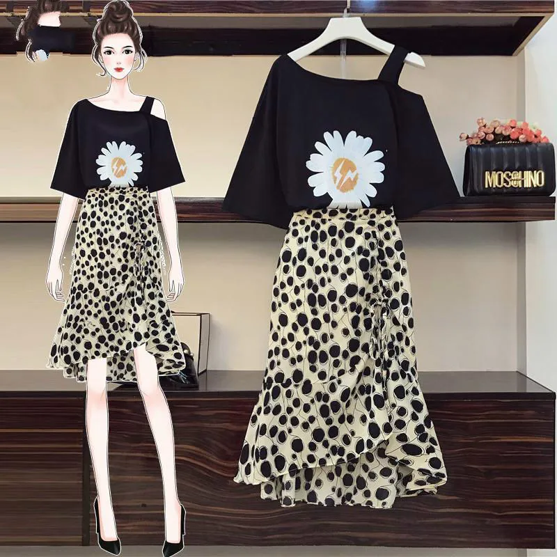 Женский летний комплект из 2 предметов Базовая футболка с открытыми плечами и