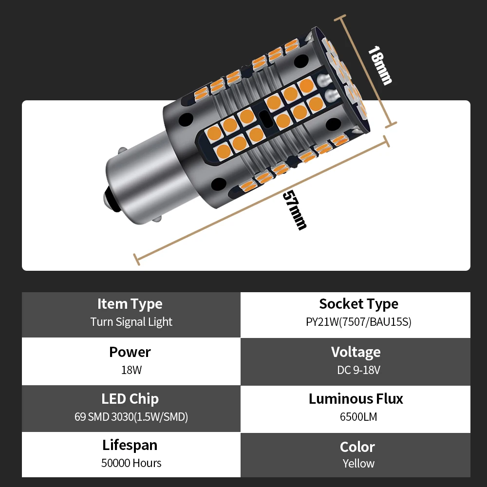 2pcs LED Turn Signal Light Blub Lamp PY21W 7507 BAU15S Canbus For Hyundai Creta Genesis Getz i10 i20 i30 i40 ix35 Solaris | Автомобили и