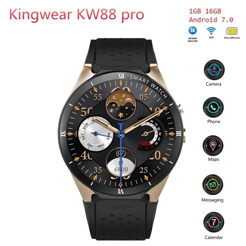 KingWear KW88 Pro 3g смарт-телефон Android 7 0 четырехъядерный 1. Гц 1 ГБ 16 Bluetooth 4 Смарт-часы