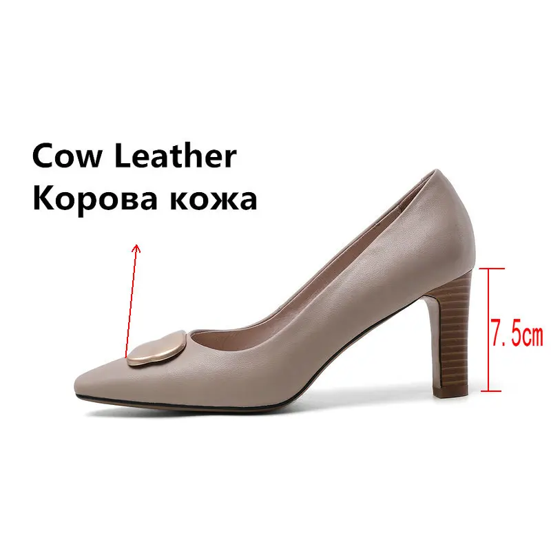 

Newest Pointed Toe metal Shoes Woman Genuine Leather Women Shoes High Heels women Pumps Wedding Party Concise Summer pumps