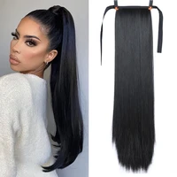 80 cm 150g long straight ponytail hair synthetic extensions heat resistant hair wrap around pony hairpiece for women