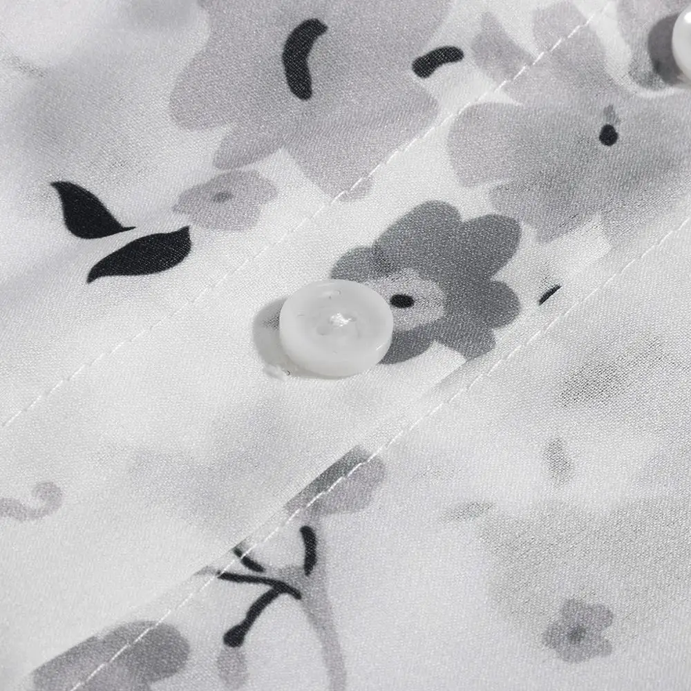 Женская рубашка с цветочным принтом топы коротким рукавом и воротником женская