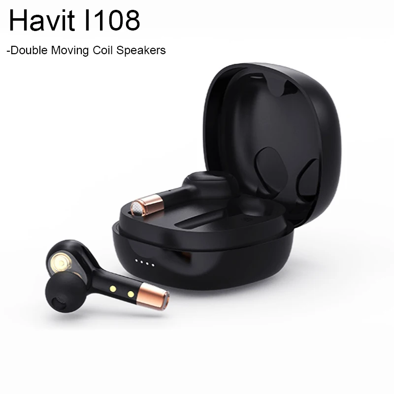 Havit I108 настоящие беспроводные наушники TWS 5 0 спортивные Bluetooth 9D стерео двойная